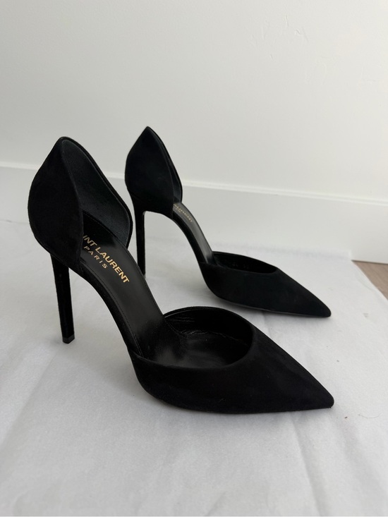 Saint Laurent Shoes - Saint Laurent Paris Black Suede D’Orsay Pointed-Toe Pumps Size 38